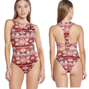 Phax swimwear ANCESTRAL HIGH NECK CUT OUT ONE PIECE - Latin Fit Size Medium Boho